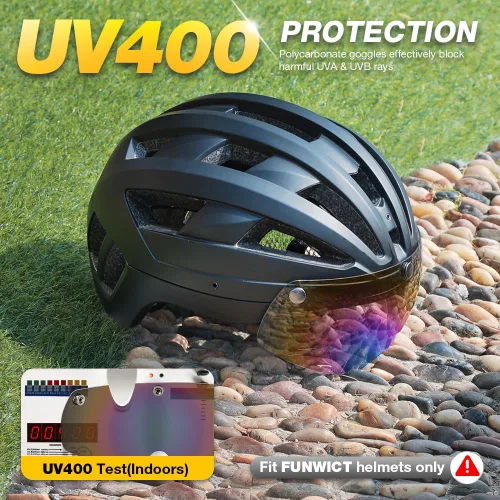 Vista 6 de Gafas de bicicleta magnéticas con casco, viseras solares extraíbles/desmontables para casco de bicicleta (Colorido)