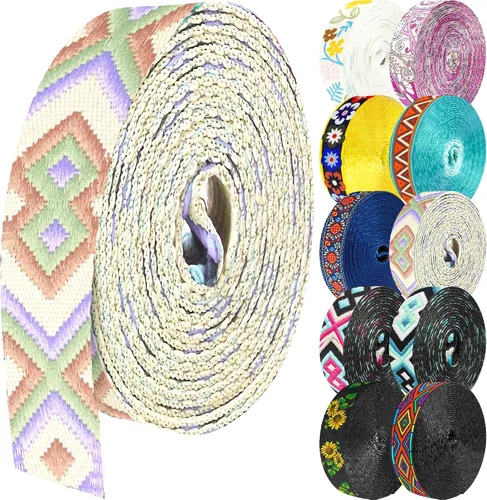 Vista 56 de 1.5 pulgadas Correa de nailon con patrón, correas de cinturón de nailon, correas para bolso, correas para mochila, cinturón de nailon
