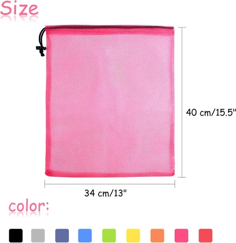 Vista 2 de KUUQA 15 bolsas de malla con cordón, bolsa de malla para lavandería, bolsa de malla para cosas de malla, bolsa de malla de nailon