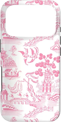 Vista 30 de Preppy Pink Willow Pattern Chinoiserie Toile Case for iPhone 17