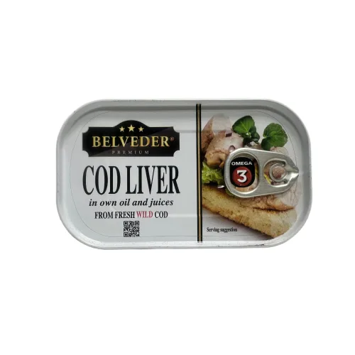 Vista 3 de Belveder Aceite de Hígado de Bacalao Salvaje Islandés 120g Lata