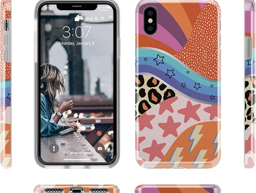 Vista 4 de Casely Funda para iPhone X/XS y I OOP Muestra mixta Diseño clásico ultra delgado