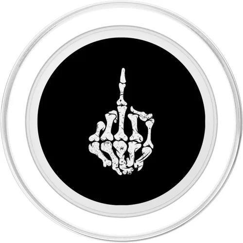 Vista 2 de PopSockets MagSafe PopGrip para iPhone con calavera de dedo medio ofensivo para motociclista