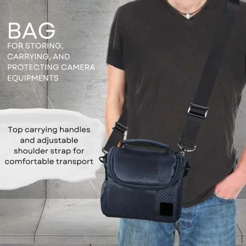 Vista 5 de eCostConnection Pequeña bolsa acolchada para cámara con correa para el hombro - Estuche compacto para cámara DSLR y sin espejo, funda protectora