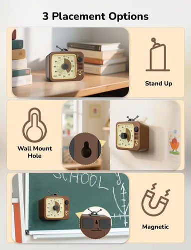 Vista 8 de LIORQUE Temporizador Visual para Niños con Función de Pausa, Temporizadores de Cuenta Regresiva de 60 Minutos para Aula, Oficina, Cocina