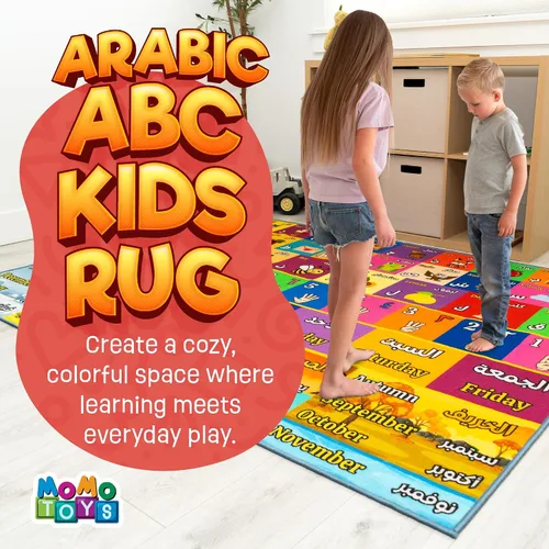 Vista 4 de Alfombra de juego para niños de 60 x 78 pulgadas, alfombra plegable ABC para niños pequeños, alfombra de piso para bebé con letras en inglés