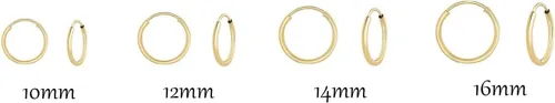 Vista 18 de Aretes de argolla de oro amarillo de 14 quilates flexible, de 10-18mm