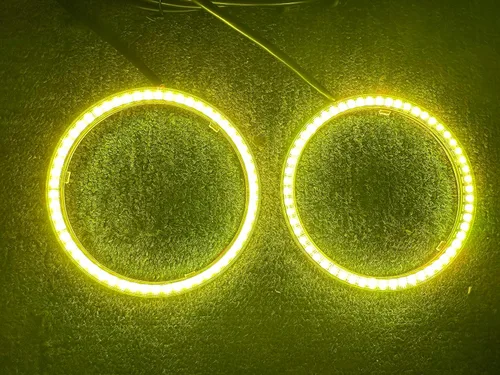 Vista 8 de SDO TECH - 2 anillos de halo de ojos de ángel para coche, 3.937 in, luz de circulación diurna, SMD3838, chips multicolores, anillo circular