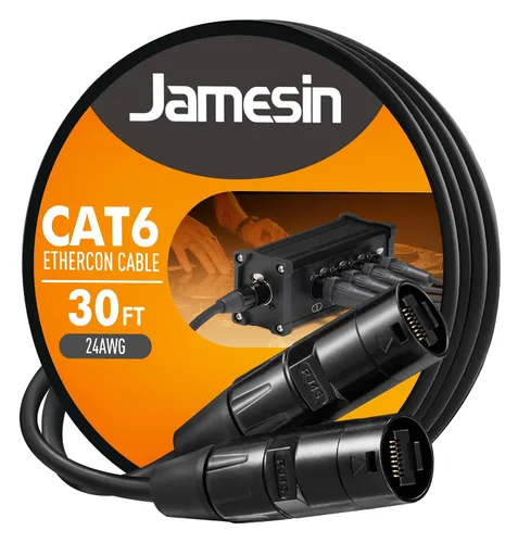 Vista 10 de Jamesin Cable Ethercon blindado CAT6, 15 pies, con Rj45 con arranque, Ethernet de bloqueo táctico y conectores Converta-Shell, para configuraciones