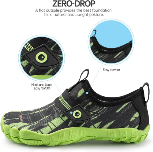 Vista 5 de SEEKWAY Zapatos de agua descalzos para niños, puntera ancha y zapatos de arena de secado rápido para niños pequeños para senderismo, natación