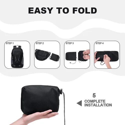 Vista 5 de MIYCOO Mochila - Mochila plegable ultraligera para viajes, campamento, senderismo, mochila plegable impermeable para hombres y mujeres, color negro