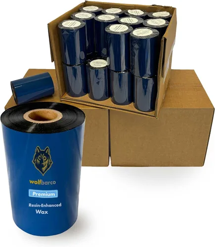 Vista 29 de Wolfbarco 1 Roll 1.57" x 1476' (40mm x 450m) Premium Resin Enhanced Wax Thermal Transfer Ribbon 1" Core, Coated Side Out for Zebra Printers