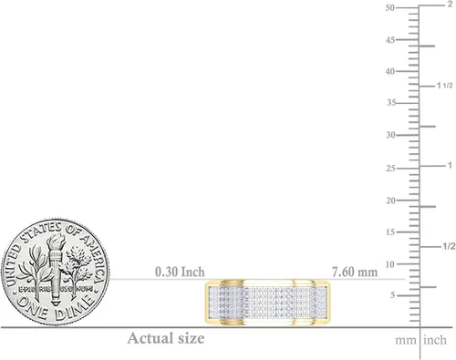Vista 5 de Dazzlingrock Collection Round White Diamond 5 Row with Rectangular Grooves Micro-pave Anniversary Ring (0.40 ctw, Color I-J, Clarity I1-I3) in Gold