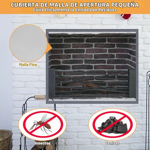 Vista 2 de Cubierta de malla para chimenea, cubierta magnética para chimenea a prueba de bebés, barrera a prueba de mascotas con cinta mágica, puerta
