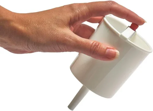 Vista 3 de Pulsador para llenado de tazas de comunión de iglesia con palanca, de plástico, blanco de 5 pulgadas (hasta 25).