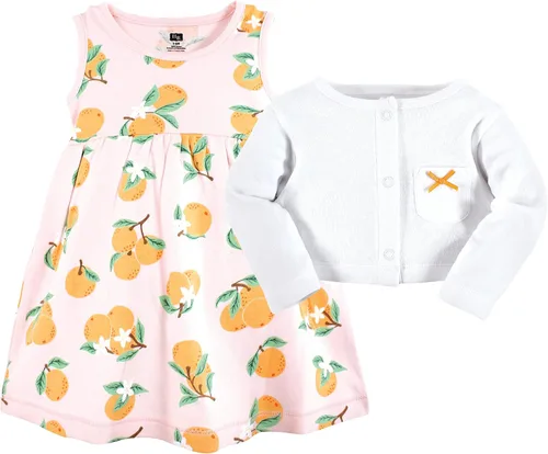Vista 3 de Hudson Baby Conjunto de vestido y cárdigan de algodón para bebés y niñas pequeñas