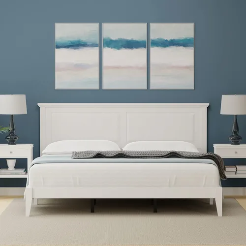 Vista 10 de Cama de plataforma de madera maciza estilo cabaña en tamaño matrimonial - Cereza clásica