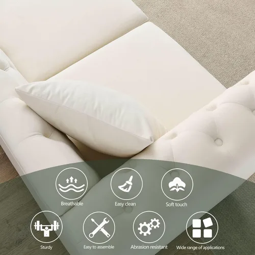 Vista 4 de Juego de Sofá Combinado de Terciopelo Chesterfield de 2 Piezas para Sala de Estar, Sofá de 3 Plazas y Loveseat con Tapizado Capitoné con 4