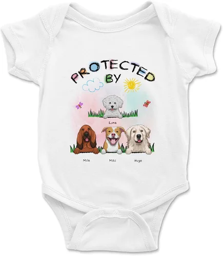 Vista 7 de Gossby Enterizo personalizado para bebé niña niño – Regalo personalizado ropa de bebé con diseño de perro – 0-24 meses – 4