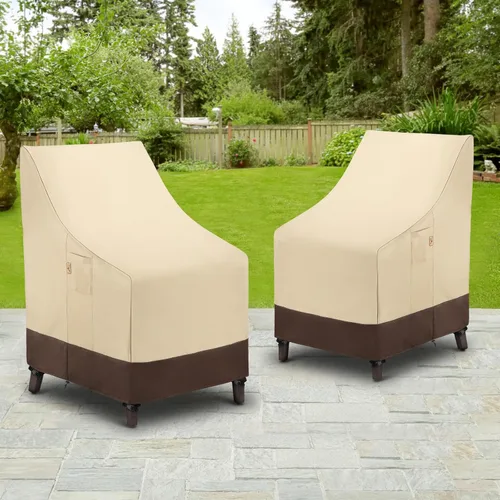 Vista 7 de Arcedo Fundas para Sillas de Respaldo Alto para Exteriores Impermeables, Fundas para Sillas Giratorias de Comedor Apilables de Servicio Pesado Beige