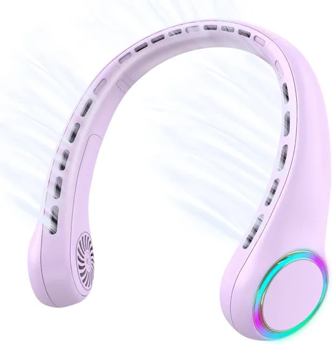 Vista 11 de Ventilador de cuello, ventilador portátil con vida útil de 5 a 17 horas, ventilador de cuello de 4000 mAh con 3 velocidades ajustables y 64 luces