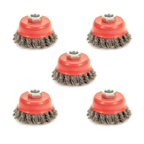 Vista 10 de AUPREX Paquete de 2 cepillos de alambre anudado para amoladoras angulares con eje roscado 11 UNC, alambre de acero al carbono de 0.02 pulgadas