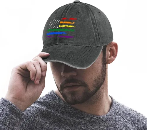 Vista 5 de Gorra de béisbol LGBT Pride Rainbow Denim Sombreros Love is Love Vintage Gorra de béisbol ajustable LGBT para hombres y mujeres