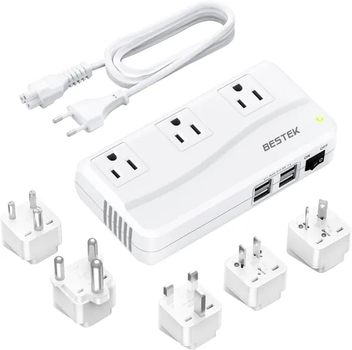 Vista 14 de BESTEK - Convertidor de 220 V a 110 V, convertidor de voltaje de CA de 300 W de EE. UU. a Europa con 2 USB-C (PD20w), convertidor de potencia Blanco