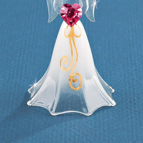 Vista 3 de Glass Baron Figura de ángel blanco con corazón de cristal