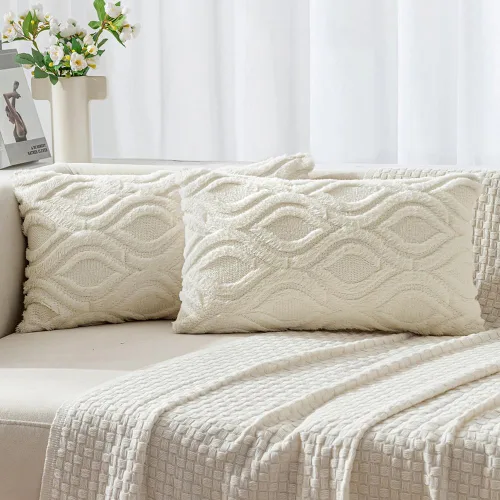 Vista 41 de MIULEE - Juego de 2 fundas de almohada de lana sintética suave y afelpada, fundas decorativas de estilo bohemio para sofá, sala de estar, cama, 16 x