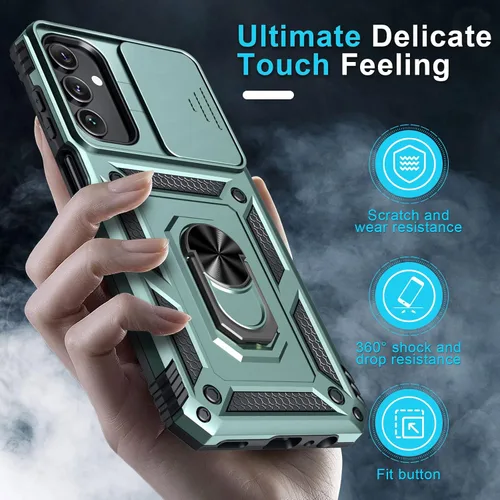 Vista 7 de Janmitta Compatible con Galaxy A15 5G Funda con Cubierta Deslizante Integrada para Lente de Cámara + Protector de Pantalla + Soporte de Anillo