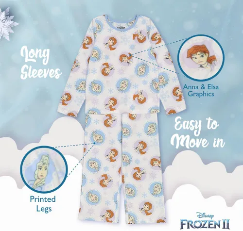 Vista 4 de Disney Conjunto de pijama de 5 piezas de Frozen Princesa Minnie Mouse de ajuste holgado, suave y lindo para niñas