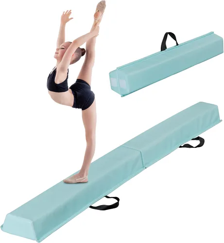 Vista 10 de Viga de Equilibrio Plegable de 6 y 9 Pies, Viga de Gimnasia de Suelo con Base Antideslizante para Niños y Adultos, Hogar, Gimnasio, Club, Escuela