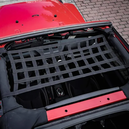 Vista 4 de Hamaca de red de malla para techo para Jeep Wrangler YJ TJ JK JKU JL JLU JT y Gladiator JT Accesorios 1987-2024 (Negro)