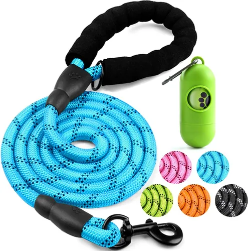 Vista 13 de COOYOO - Conjunto de 2 correas para perro de 5 pies, de alta resistencia, cómodo mango acolchado, correa reflectante para perros medianos y grandes