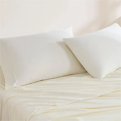 Vista 21 de Linen Closet Juego de sábanas y fundas de almohada 100% algodón orgánico, 3 Blanco Ártico