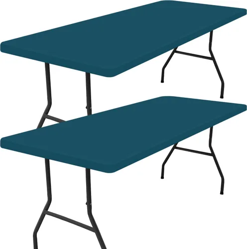 Vista 56 de Smiry - Mantel rectangular de vinilo con respaldo de franela elástica ajustada para mesas plegables de 2 pies, manteles impermeables y lavables