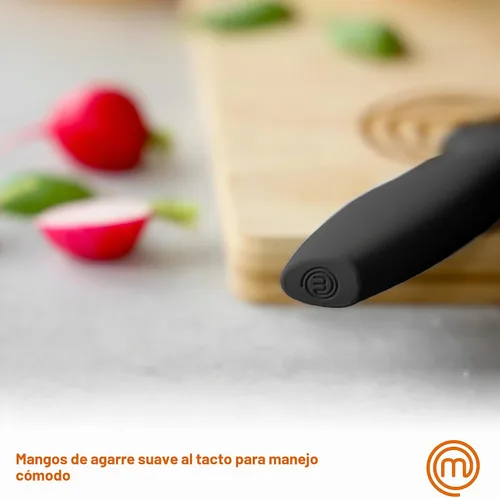 Vista 6 de MasterChef Juego de 3 cuchillos de cocina, juego de cuchillos pequeños para cocinar en casa, RV o campamento, corte extra afilado, cuchillas