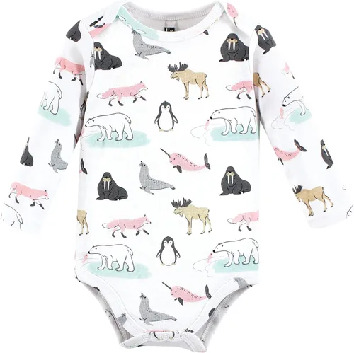 Vista 4 de Hudson Baby baby-girls Cotton Long-sleeve Bodysuits 5-pack