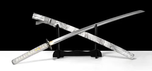 Vista 2 de Espada samurái real forjada a mano con acero T10 templado con arcilla, espada Katana de espiga completa afilada, 41 pulgadas
