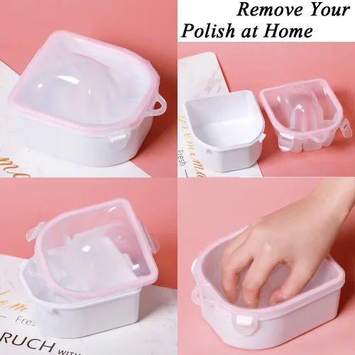 Vista 11 de Cuenco de remojo de uñas, kit de removedor de esmalte de uñas de gel, cuenco de manicura para manos, herramientas de eliminación de polvo