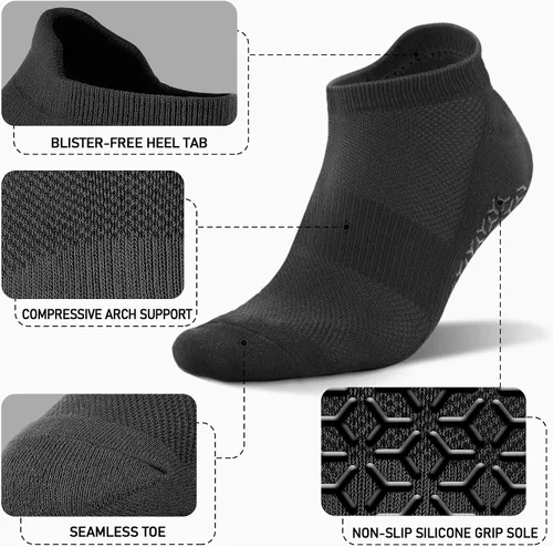 Vista 2 de NEWZILL 3 pares de calcetines de yoga antideslizantes con agarres para mujeres y hombres, calcetines antideslizantes unisex para pilates, barre