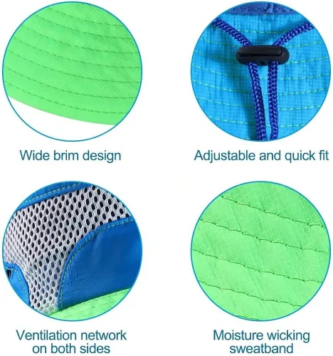 Vista 4 de Gcepls Sombrero plegable transpirable con protección solar para niños y niñas gorra de verano para la playa al aire libre