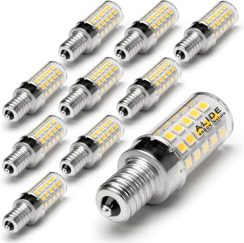 Vista 16 de ALIDE Bombillas LED E12 equivalentes a 40 vatios, 2700 K blanco cálido, bombilla LED E12 T6 C7 de 4 W para ventilador de techo, lámpara colgante