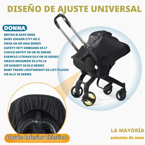 Vista 5 de Cubierta de invierno para asiento de bebé con ventana transparente, cubierta universal para asiento de coche con ventana con cremallera y Negro