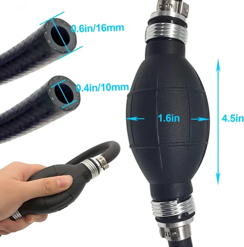 Vista 3 de Línea de combustible para barcos de 3/8 pulgadas 6 pies con bombilla de cebador, conjunto de línea de combustible trenzada de nailon 3/8" 10mm