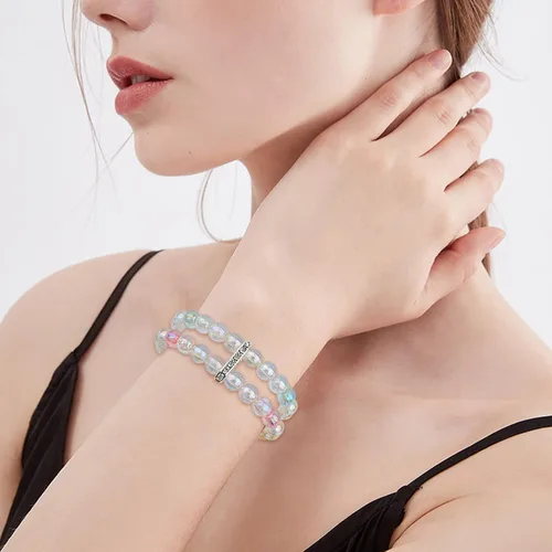 Vista 6 de 100 barras espaciadoras de diamantes de imitación de 3 agujeros, 6 barras espaciadoras de metal, conectores de eslabones para pulseras de múltiples