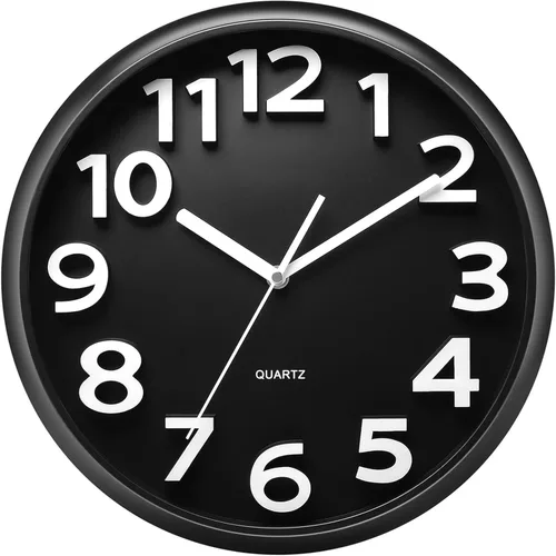 Vista 10 de Plumeet - Reloj de pared de 12 pulgadas, relojes de pared silenciosos, funciona con pilas, de cuarzo sin tictac, estilo moderno, adecuado