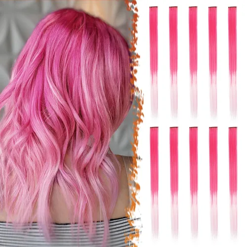 Vista 9 de BARSDAR Extensiones de cabello negro con clip, extensiones de cabello con clip de color para mujer, 22 pulgadas, 12 piezas, extensiones sintéticas