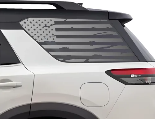 Vista 8 de BOGAR TECH DESIGNS - Calcomanía de vinilo precortada con diseño de bandera americana para ventana, compatible con Nissan Pathfinder 2022-2025, negro